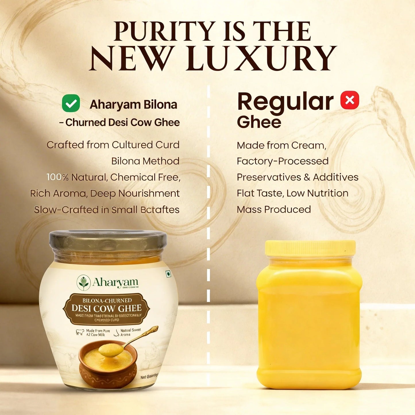 A2 Gir Cow Curd Churned Ghee - Aharyam Foods