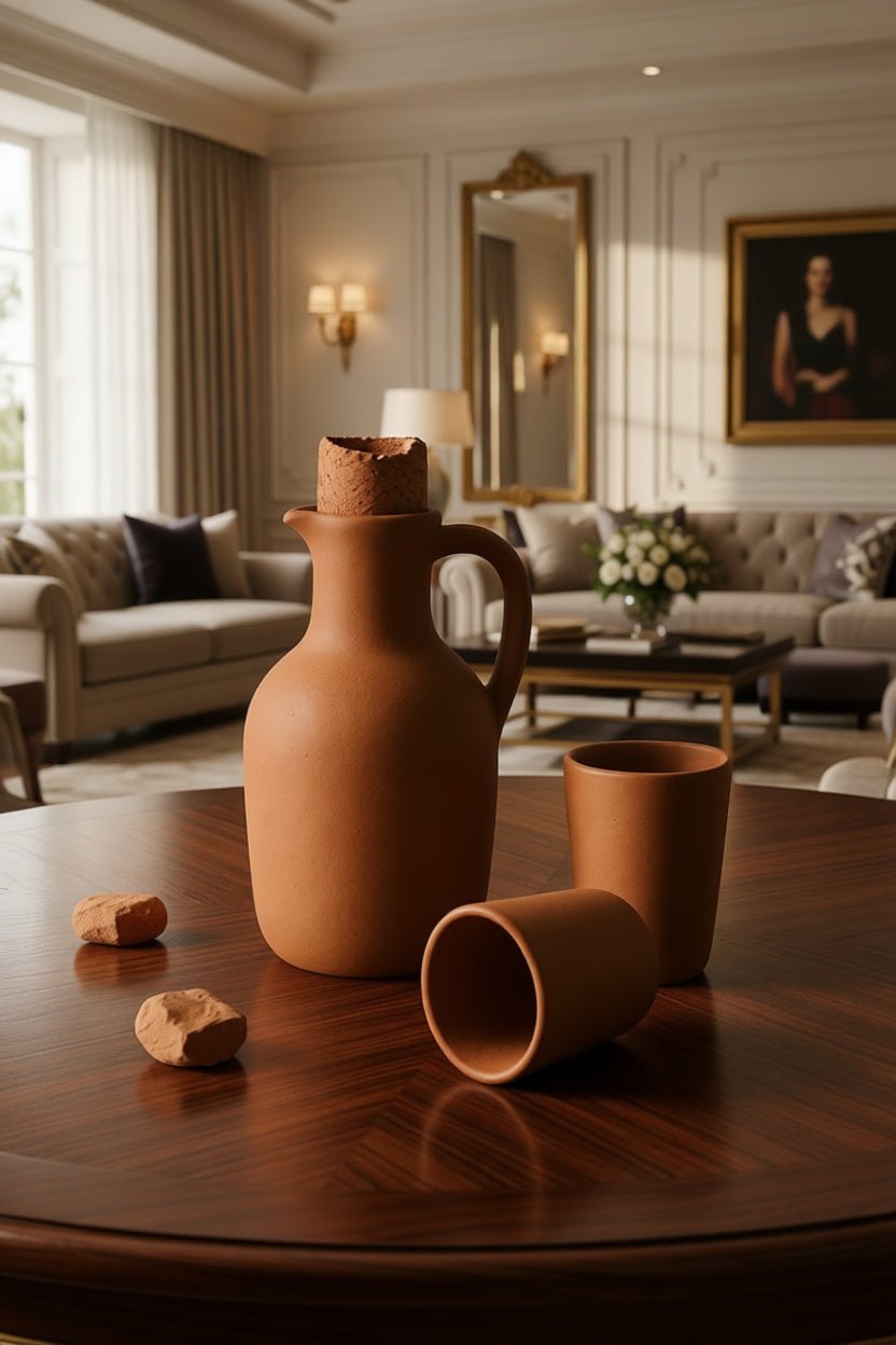 Terracotta Jug & Glass Set - Aharyam Foods