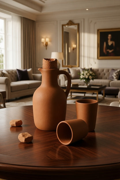 Terracotta Jug & Glass Set - Aharyam Foods