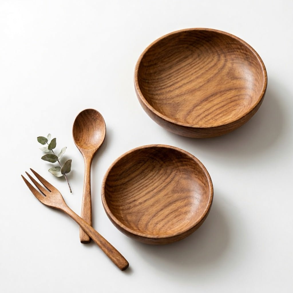 Wooden Bowl Set | Spoon & Fork Combo - Aharyam Foods